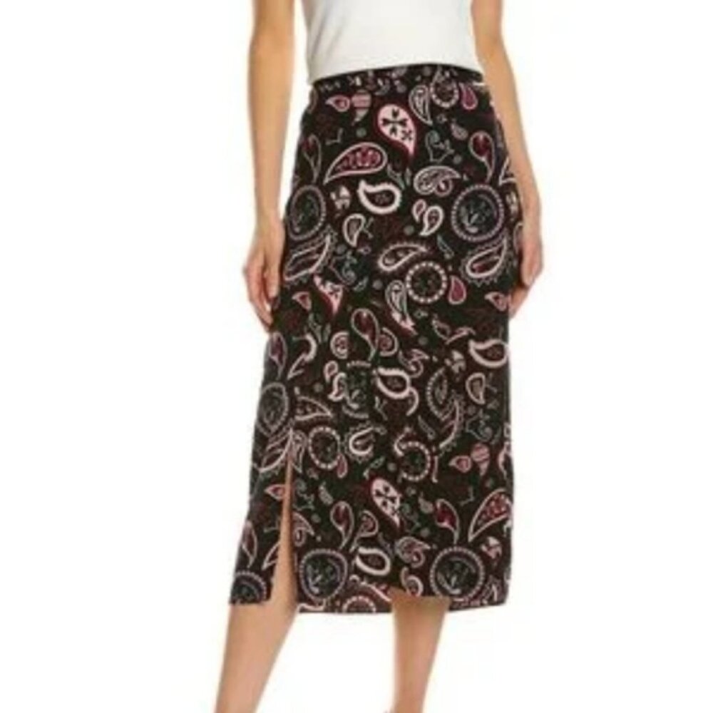 Ted Baker London Tetria Paisley Printed Silky Midi Skirt Size 6